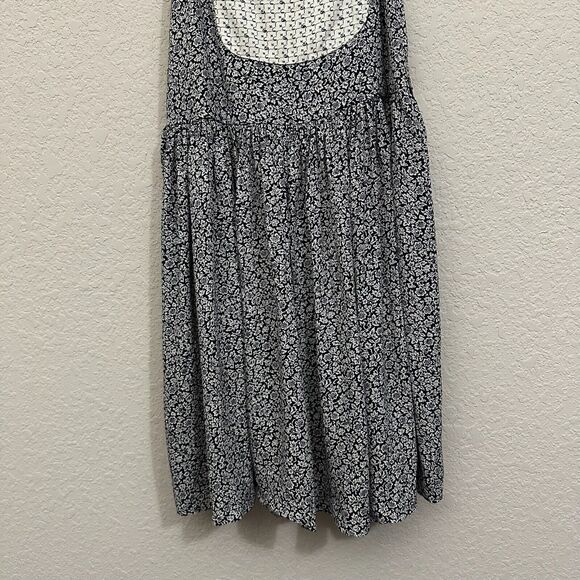 VTG LOLITA WEST by Foxtrot Overall Dress Black Ditsy Floral Whimsigoth - Picture 4 of 8